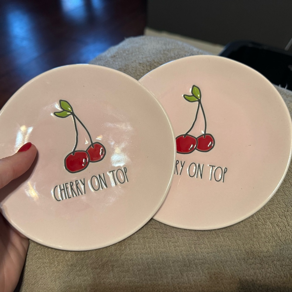 Rae Dunn Pink Cherry Plates